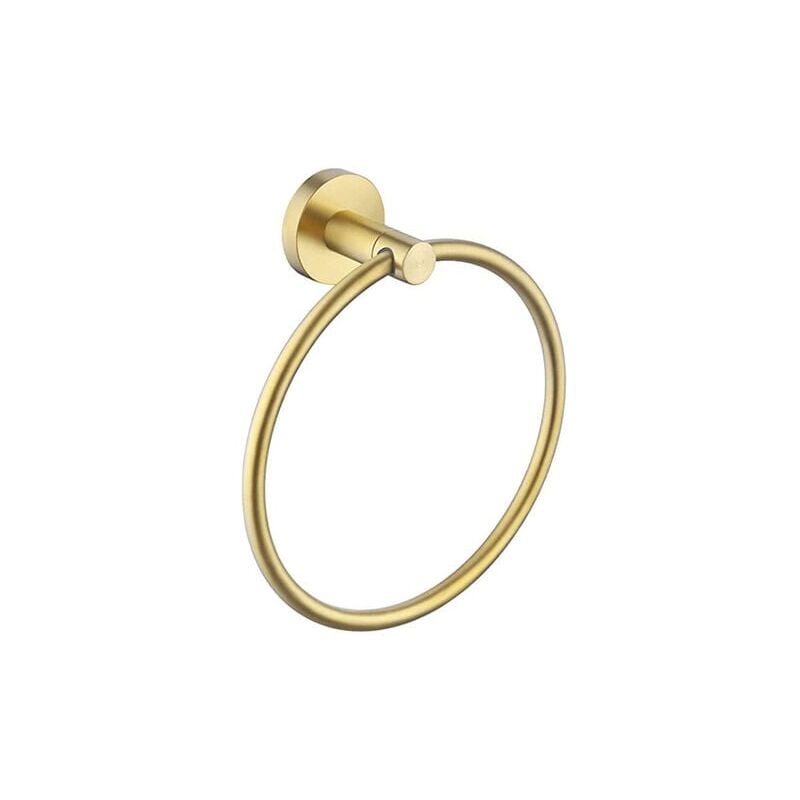 foto del prodotto portasciugamani ad anello in oro spazzolato, moderno portasciugamani da parete in acciaio inox