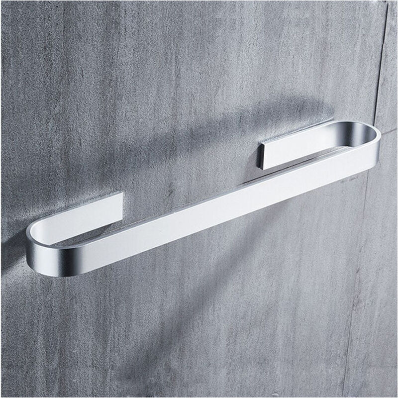 foto del prodotto portasciugamani adesivo da parete in acciaio inox, portasciugamani da bagno, 30 cm, portasciugamani autoadesivo, portasciugamani da bagno, argento