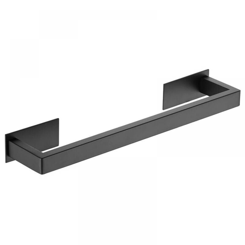 foto del prodotto portasciugamani autoadesivo in acciaio inossidabile nero da 37 cm per bagno, con barra singola e motivo quadrato