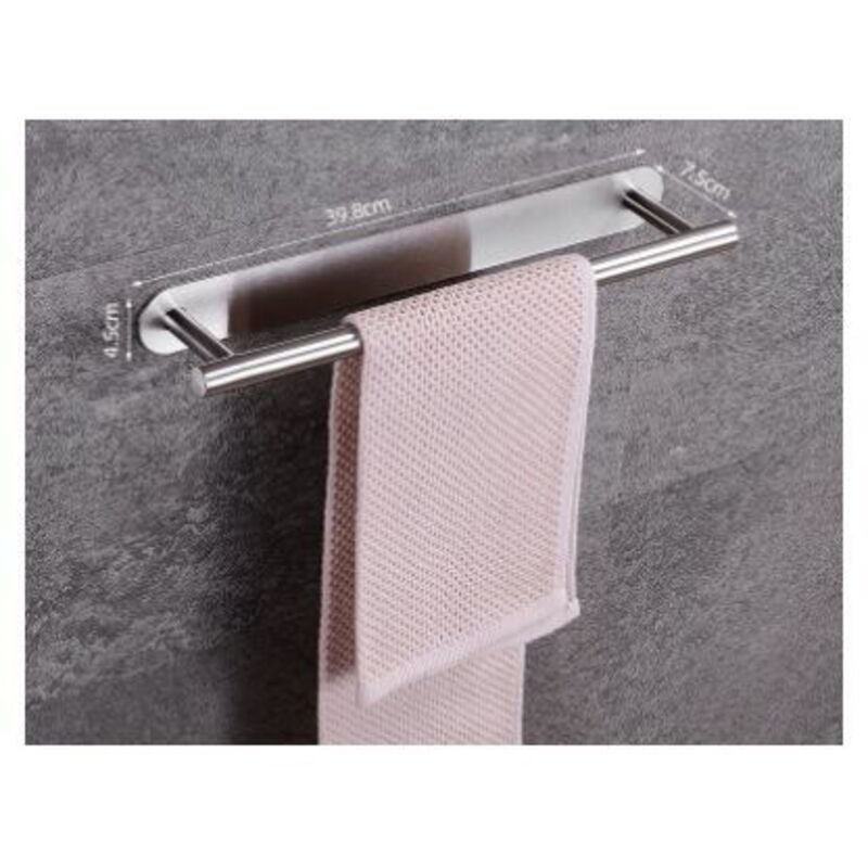 foto del prodotto portasciugamani autoadesivo per bagno senza foratura 40 cm acciaio inox tubo tondo colore naturale