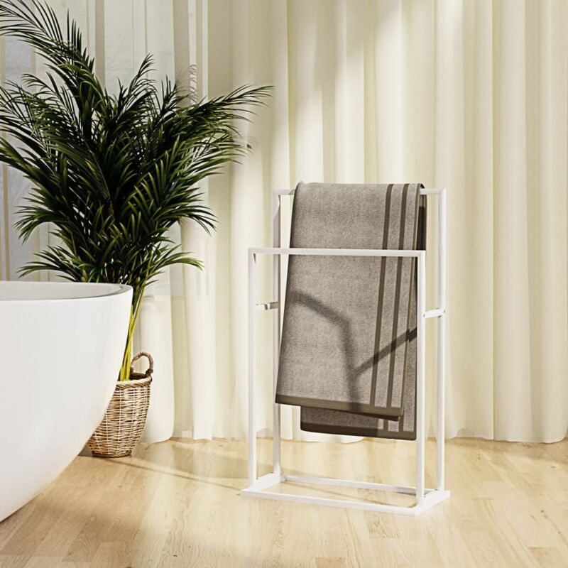 foto del prodotto portasciugamani autoportante bianco 48x24x78,5 cm in ferro cod mxl 52758