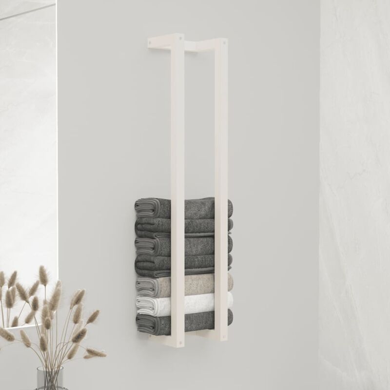 foto del prodotto portasciugamani bianco 23x18x110 cm in legno massello di pino vidaxl