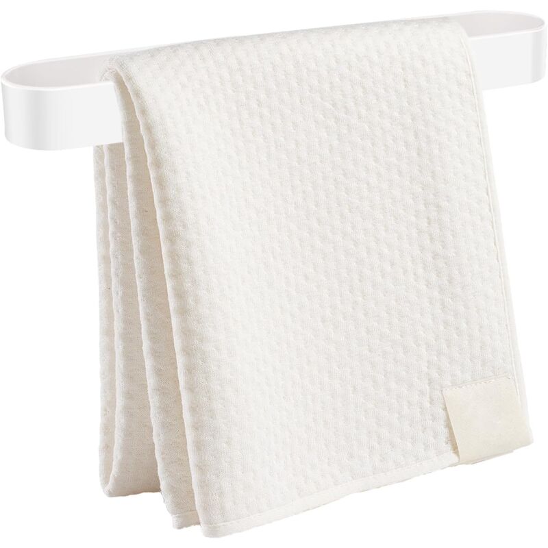 foto del prodotto portasciugamani bianco da 30 cm, autoadesivo e da avvitare, per bagno e cucina. bebusingoto