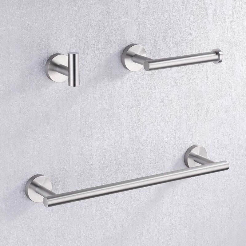 foto del prodotto portasciugamani da 40 cm, porta carta igienica, set di accessori per il bagno da 3 pezzi, montaggio a parete, acciaio inossidabile sus304, finitura