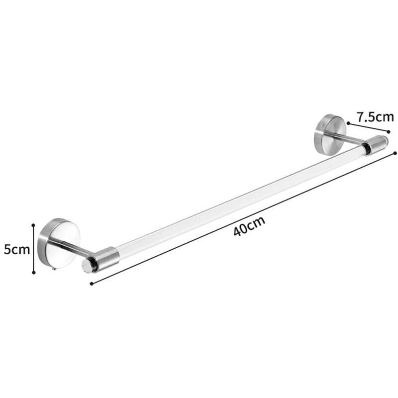 foto del prodotto portasciugamani da bagno, 16' in acrilico trasparente, portasciugamani in lucite, portasciugamani da parete argento spazzolato , portasciugamani da