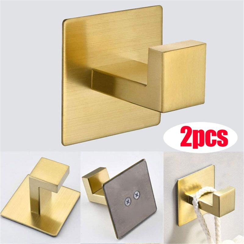 foto del prodotto portasciugamani da bagno autoadesivo senza foratura con gancio dorato porta premium da parete 60 cm cucina in acciaio inossidabile spazzolato