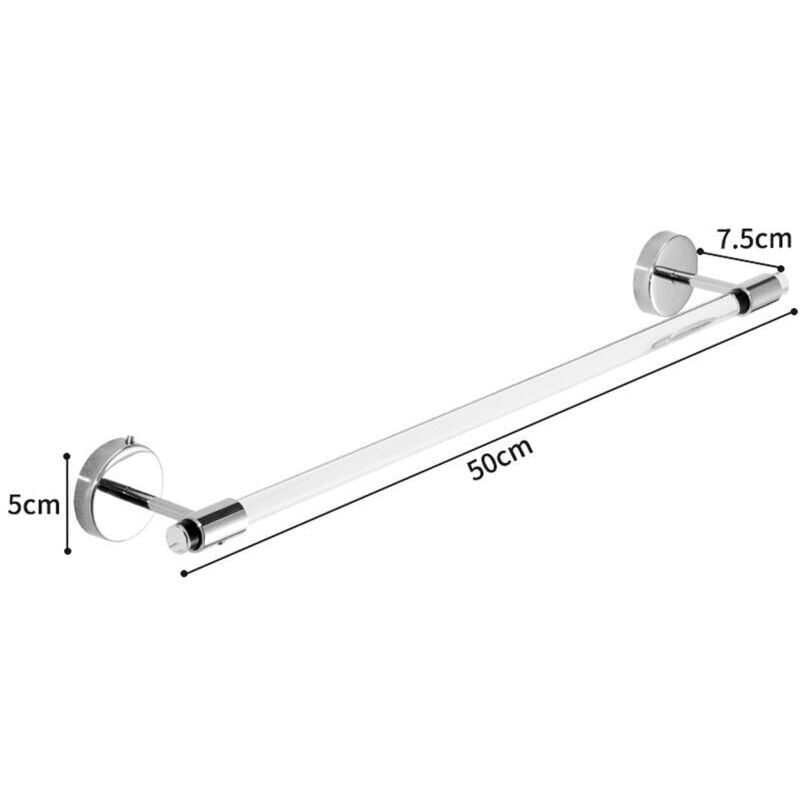 foto del prodotto portasciugamani da bagno in acrilico trasparente lucite da 20' con montaggio a parete argento lucido , portasciugamani da bagno, portasciugamani da