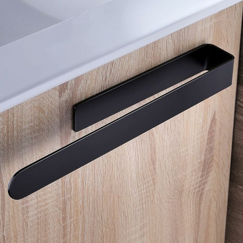 foto del prodotto portasciugamani da bagno portasciugamani adesivo in acciaio inox nero, 37 cm