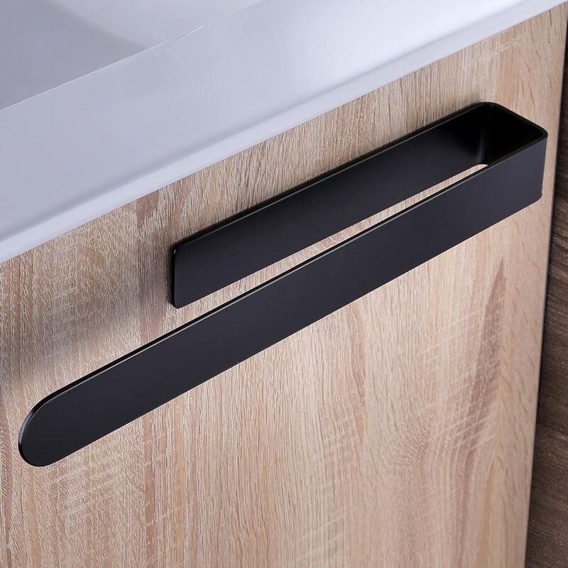 foto del prodotto portasciugamani da bagno portasciugamani adesivo in acciaio inox nero, 37 cm