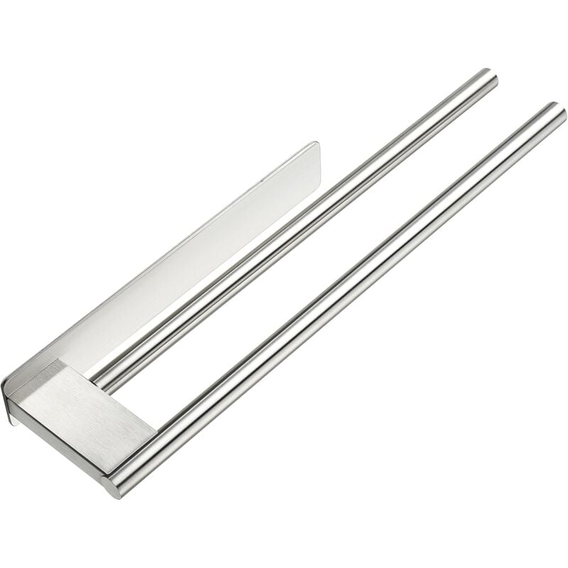 foto del prodotto portasciugamani da bagno senza foratura, barra portasciugamani doppia in acciaio inox 304, autoadesivo, due bracci, montaggio a parete