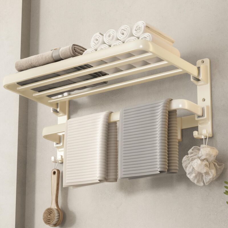 foto del prodotto portasciugamani da bagno versione aggiornata, spesso, rinforzato e stabile, portasciugamani da parete da 60 cm con 9 ganci, mensola da bagno, due