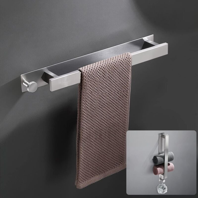 foto del prodotto portasciugamani da bagno ymyny senza foratura, gancio per asciugamani ospiti in acciaio inox, portasciugamani autoadesivo da parete con gancio e