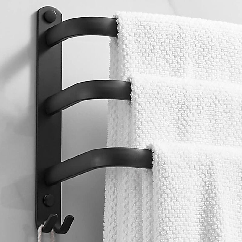 foto del prodotto portasciugamani da parete 3 livelli con ganci impermeabile nero per bagno, cucina, bagno 502414.4cm