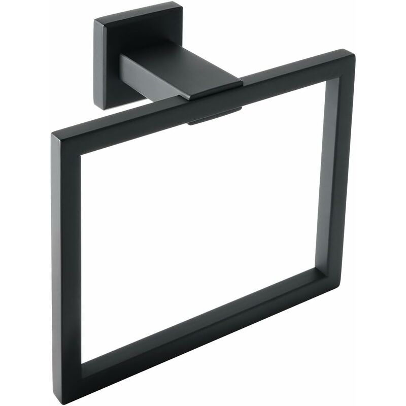 foto del prodotto portasciugamani da parete con anello porta asciugamani, design quadrato moderno, acciaio inossidabile sus304 nero opaco, egk8009 b