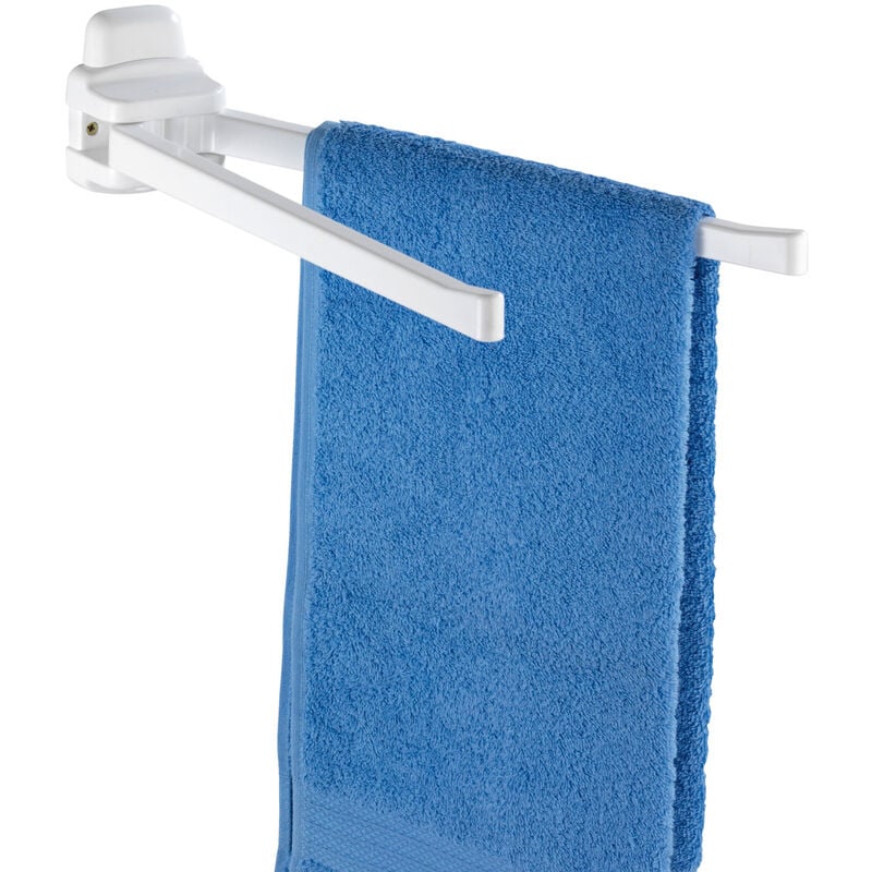 foto del prodotto portasciugamani da parete per bagno, con 2 barre, modello pure, in plastica abs, dimensioni 8x11x43 cm, colore bianco wenko