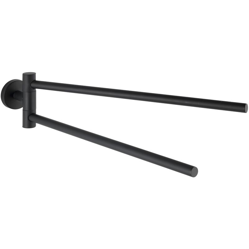foto del prodotto portasciugamani da parete per bagno uno bosio black, barra portasciugamani da parete con 2 bracci mobili, acciaio inox, 5,5x9x43 cm, nero opaco