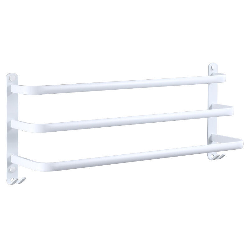 foto del prodotto portasciugamani da parete per il bagno, portasciugamani con ganci bianco, 50 cm 