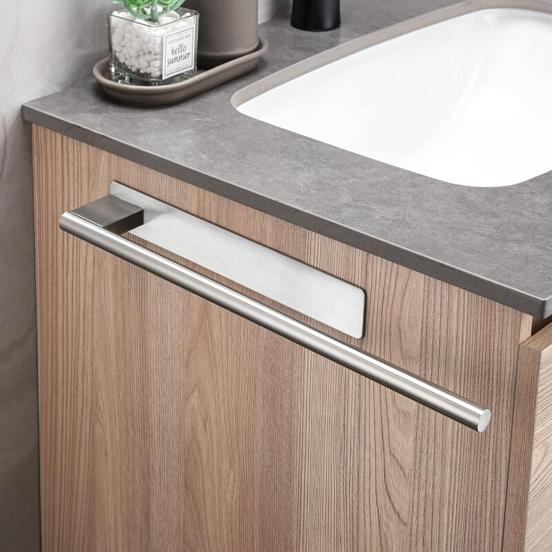 foto del prodotto portasciugamani da parete senza foratura, in acciaio inox 304, argento spazzolato, autoadesivo, per bagno e cucina sollbry