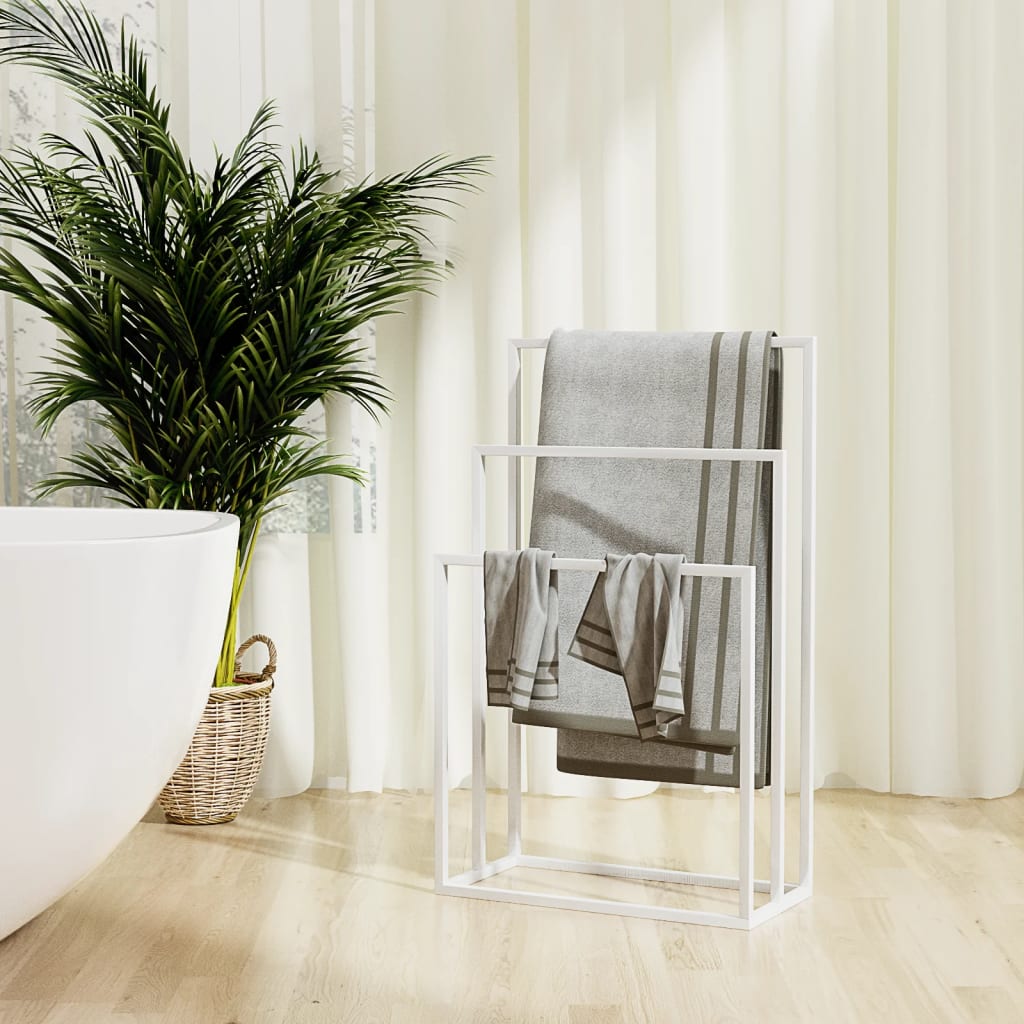 foto del prodotto portasciugamani da pavimento bianco 48x24x79cm in ferro cod mxl 52912