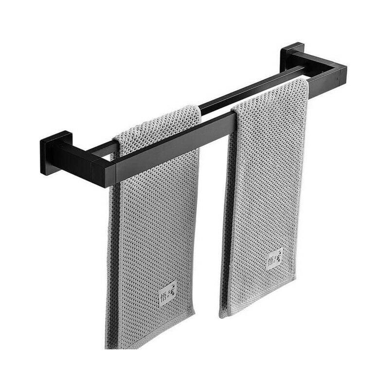 foto del prodotto portasciugamani doppio a parete, 2 barre, portasciugamani da bagno, 40 cm, finitura in acciaio inox nero opaco