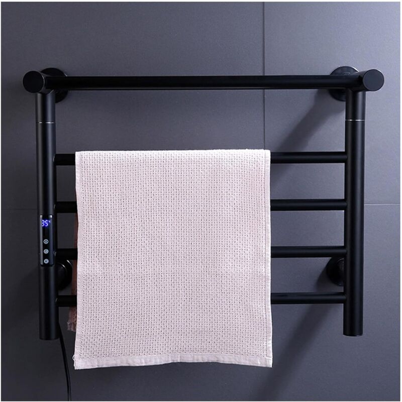 foto del prodotto portasciugamani elettrico, portasciugamani riscaldato a parete 100w portasciugamani in alluminio con radiatore scaldasalviette con timer display