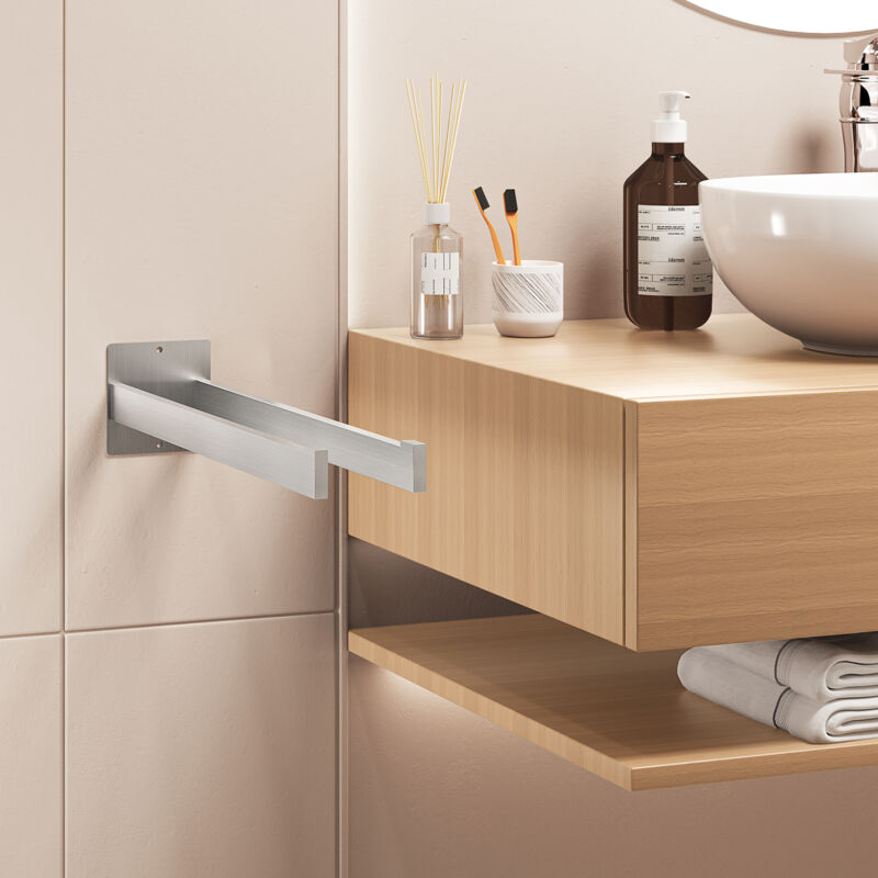 foto del prodotto portasciugamani in acciaio inox, gancio a muro per bagno e cucina, spazzolato