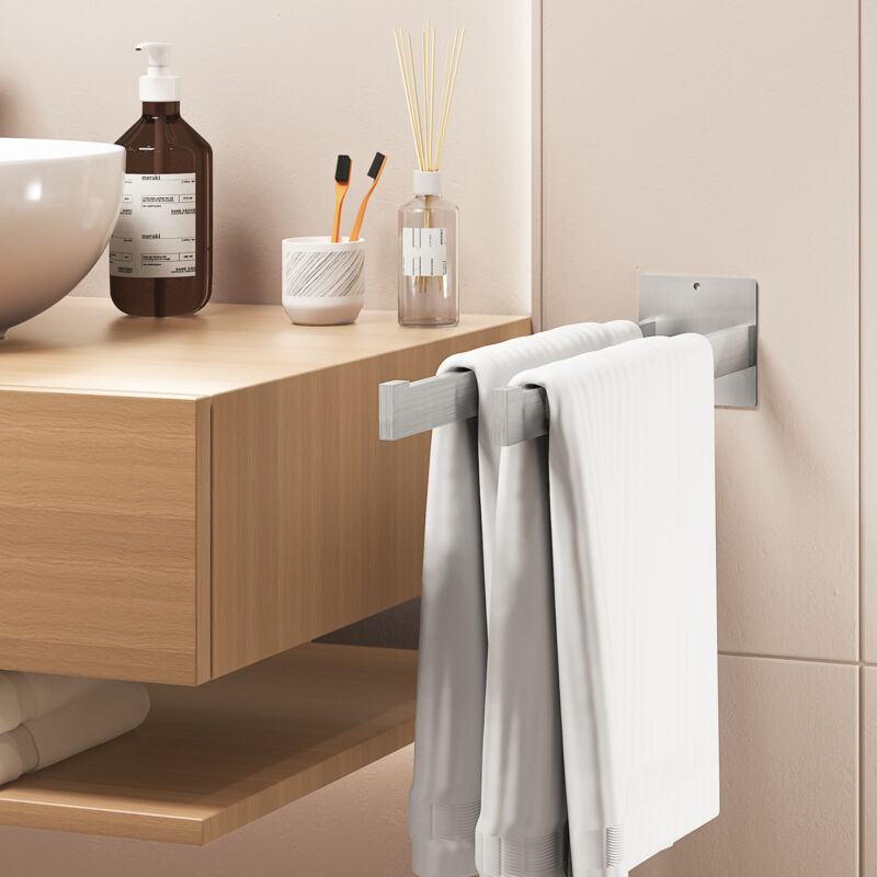 foto del prodotto portasciugamani in acciaio inox, gancio a muro per bagno e cucina, spazzolato auralum max