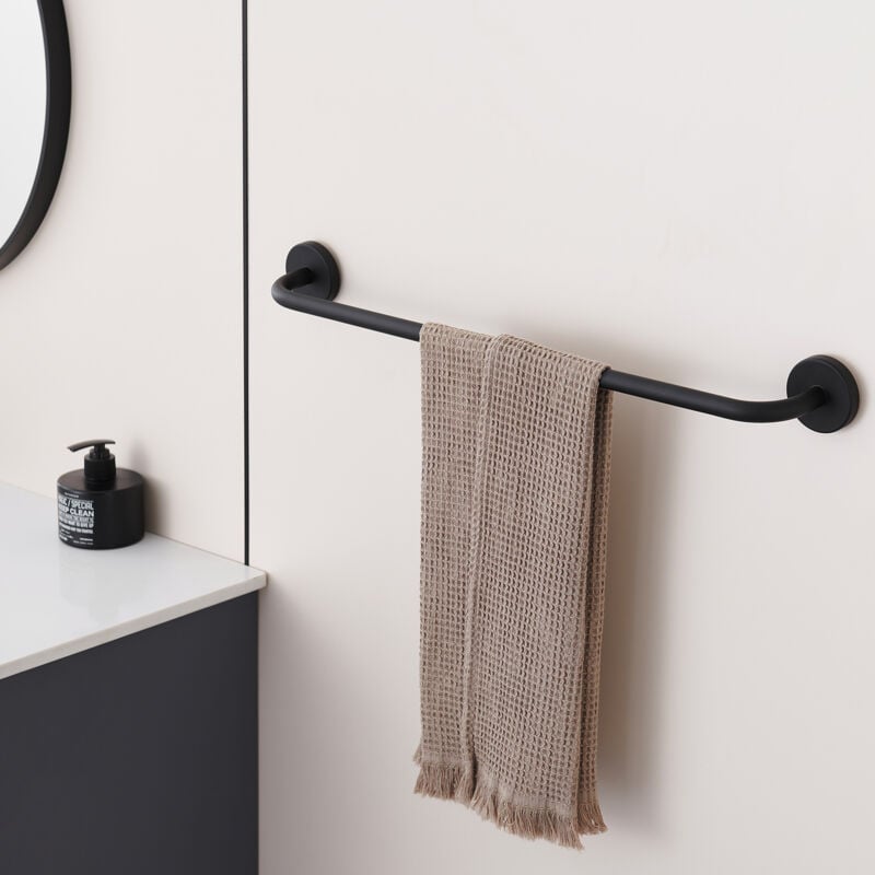 foto del prodotto portasciugamani in acciaio inox portasciugamani da bagno portasciugamani da bagno 60 cm portasciugamani da doccia a parete, nero opaco auralum max