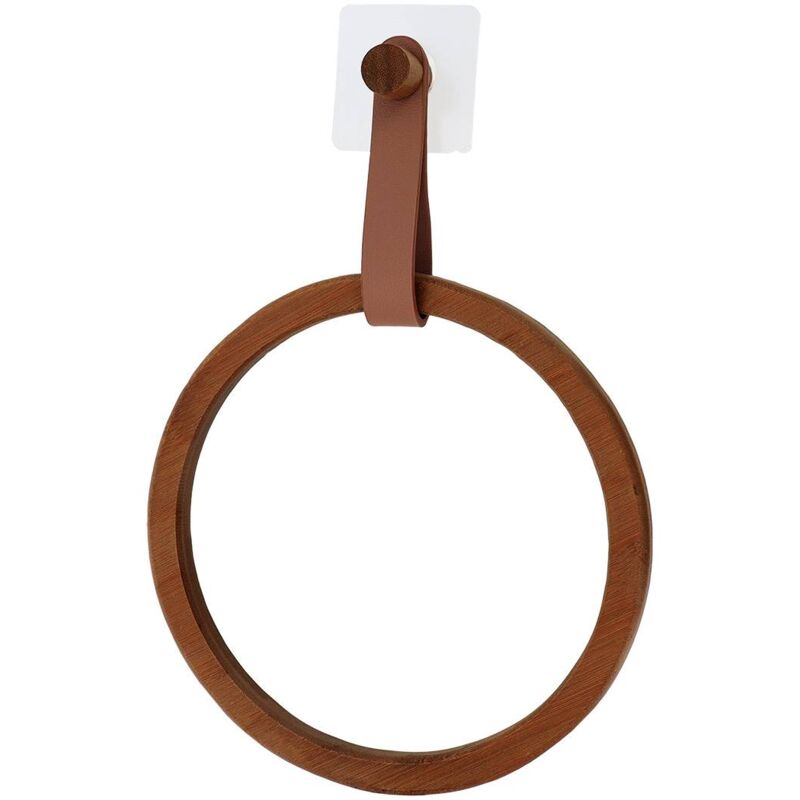foto del prodotto portasciugamani in bamb arrotondato cinturino in similpelle su adesivo acacia facon caramel tendance