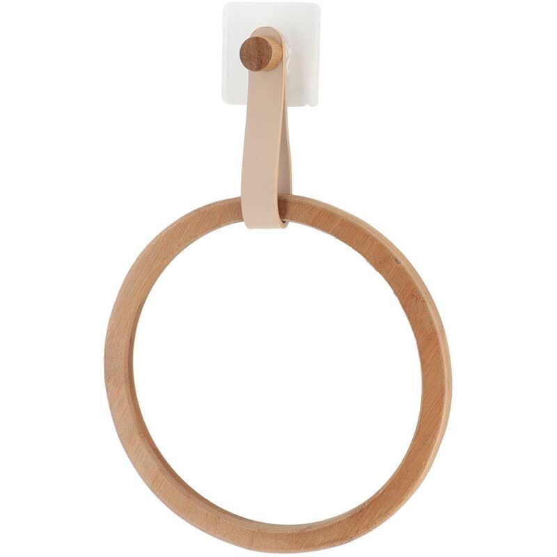 foto del prodotto portasciugamani in bamb arrotondato cinturino in similpelle su adesivo bamb beige tendance