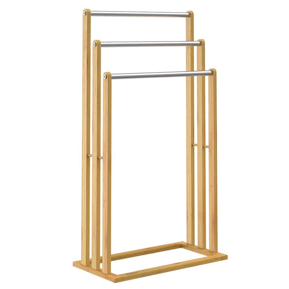 foto del prodotto portasciugamani in bamb con 3 barre in acciaio inox