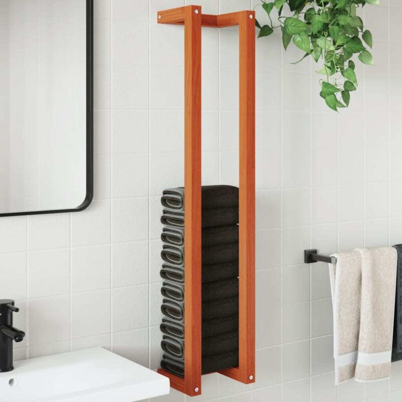 foto del prodotto portasciugamani marrone cera 23x18x110cm legno massello di pino vidaxl