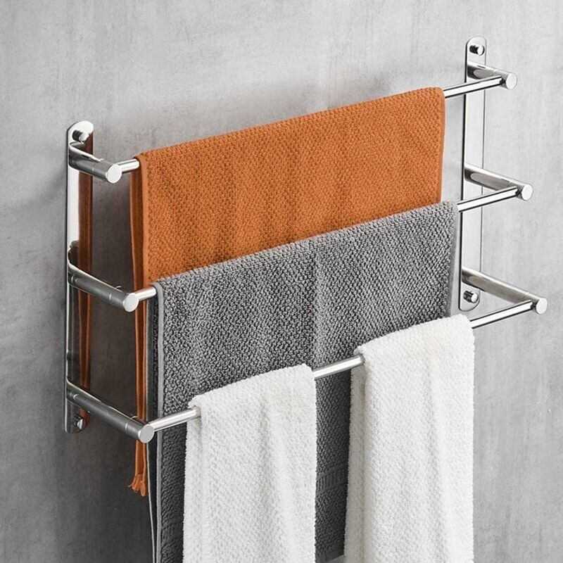 foto del prodotto portasciugamani multistrato in acciaio inossidabile 304 da 40 cm, 3 barre, a parete, per bagno e cucina sollbry