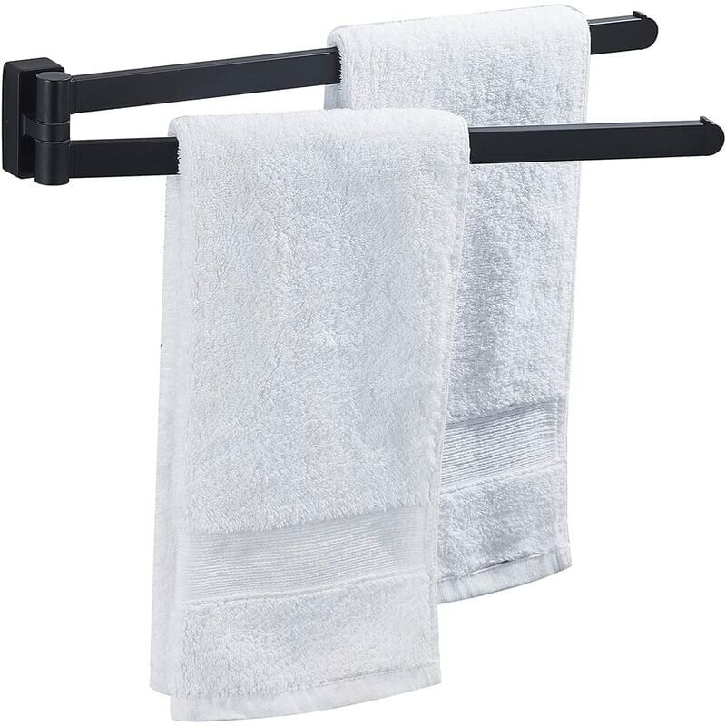 foto del prodotto portasciugamani nero opaco portasciugamani girevole a 2 bracci portasciugamani da parete doppio acciaio inossidabile per bagno, cucina,
