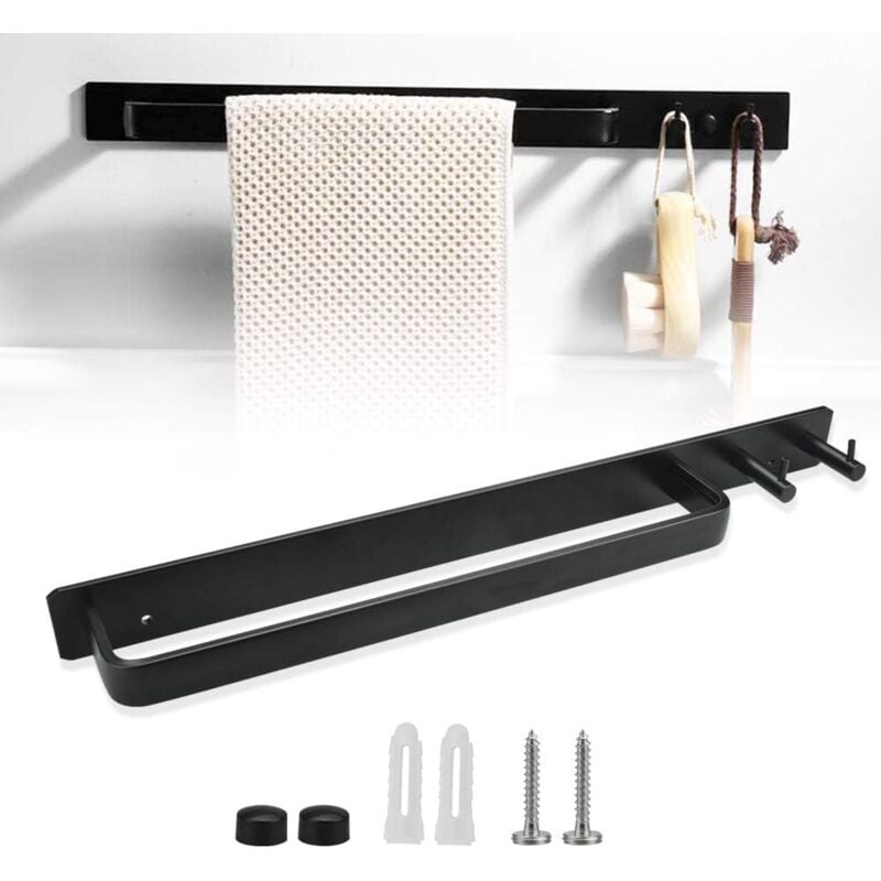 foto del prodotto portasciugamani per il bagno, antiruggine, portasciugamani in alluminio, portasciugamani a parete, portasciugamani con ganci, lunghezza 40 cm, per il