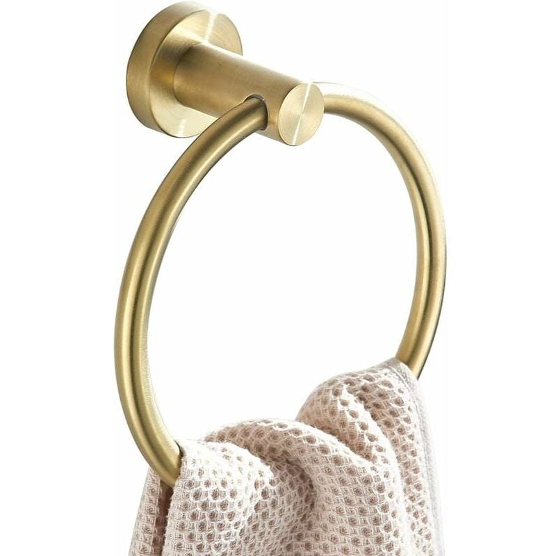 foto del prodotto portasciugamani rotondo in acciaio inox da parete per bagno o cucina, portasciugamani da doccia dorato, accessori per il bagno
