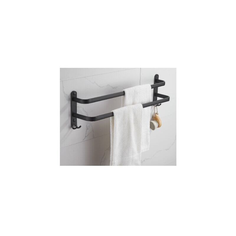 foto del prodotto portasciugamani senza foratura, autoadesivo, in acciaio inox 304, da parete, per bagno e cucina, doppia barra, 30 cm