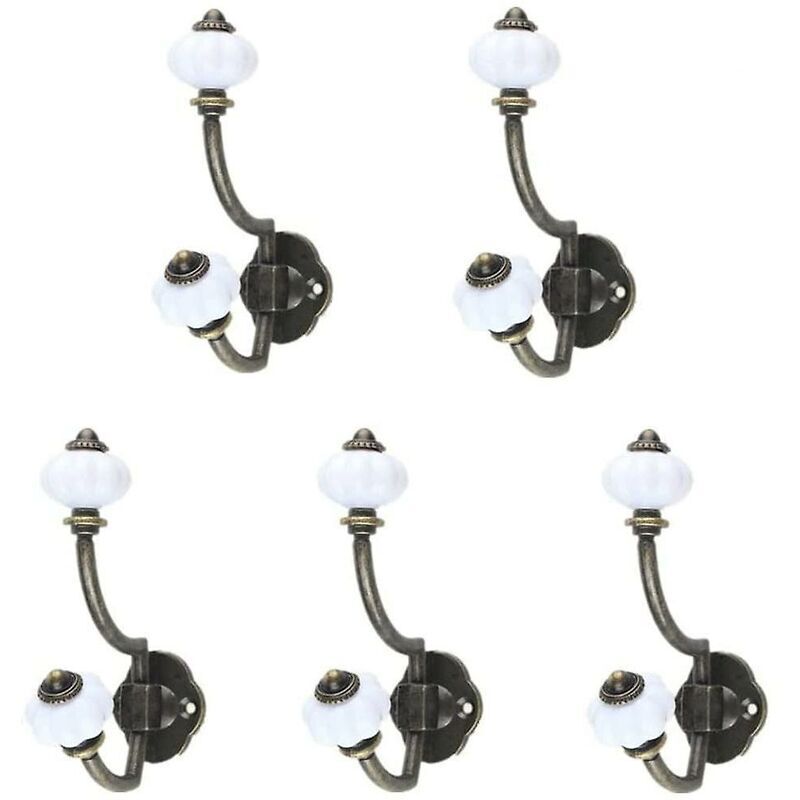 foto del prodotto portasciugamani set di 5 ganci per asciugamani retr in bronzo in ceramica da parete in stile pastorale