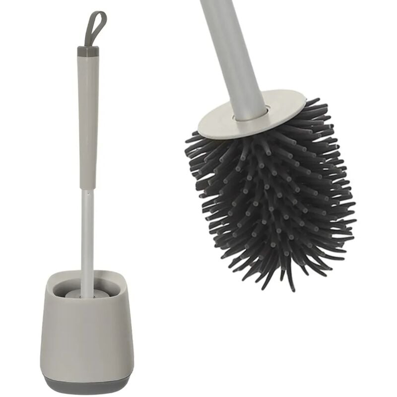 foto del prodotto portascopino da appoggio grigio e grigio scuro con setole in silicone