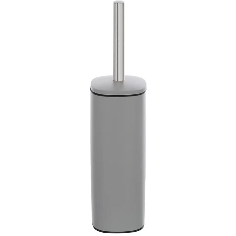 foto del prodotto portascopino grigio opaco con setole nere e contenitore estraibile