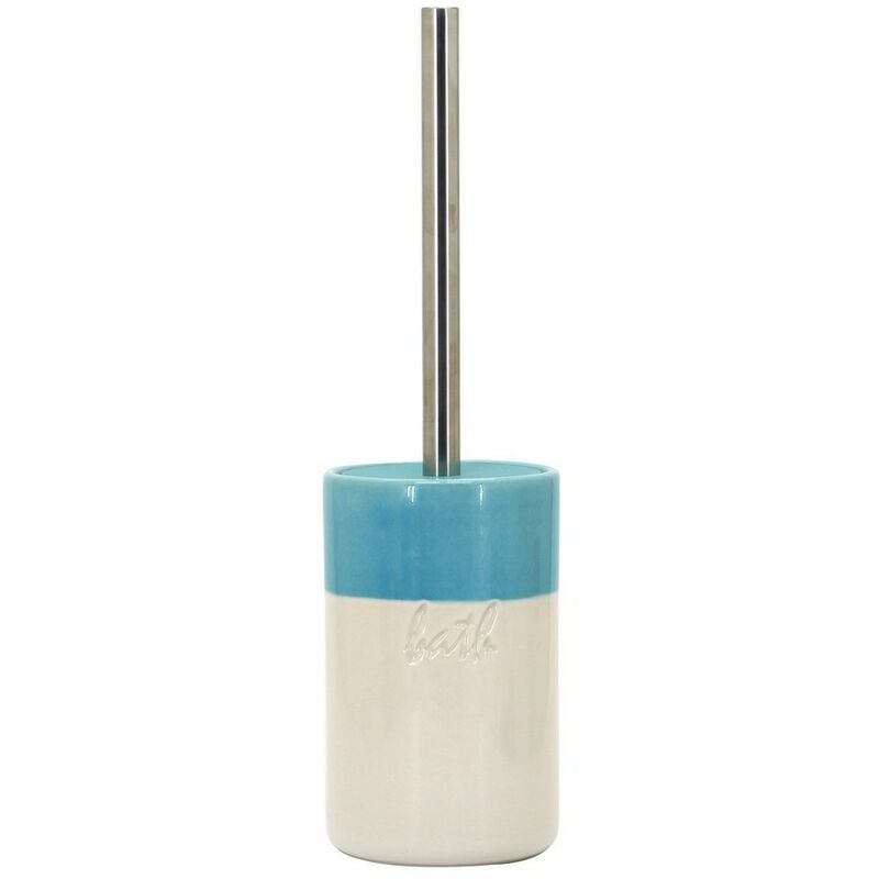 foto del prodotto portascopino in ceramica blu bianco serie bath