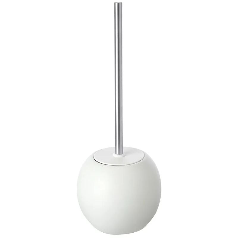 foto del prodotto portascopino tondo ceramica bianco e manico in acciaio oslo
