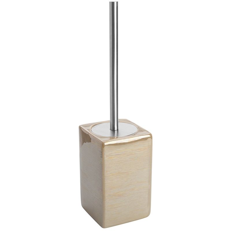 foto del prodotto portascopino wc beige in ceramica e manico acciaio inox
