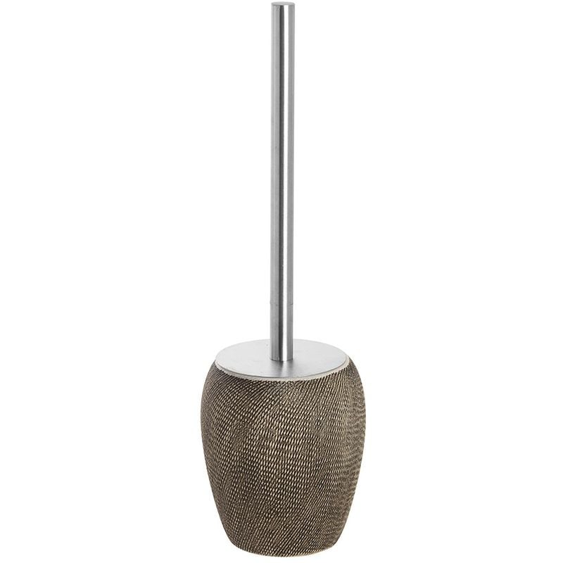 foto del prodotto portascopino wc in ceramica e acciaio marrone dal gusto etnico safari