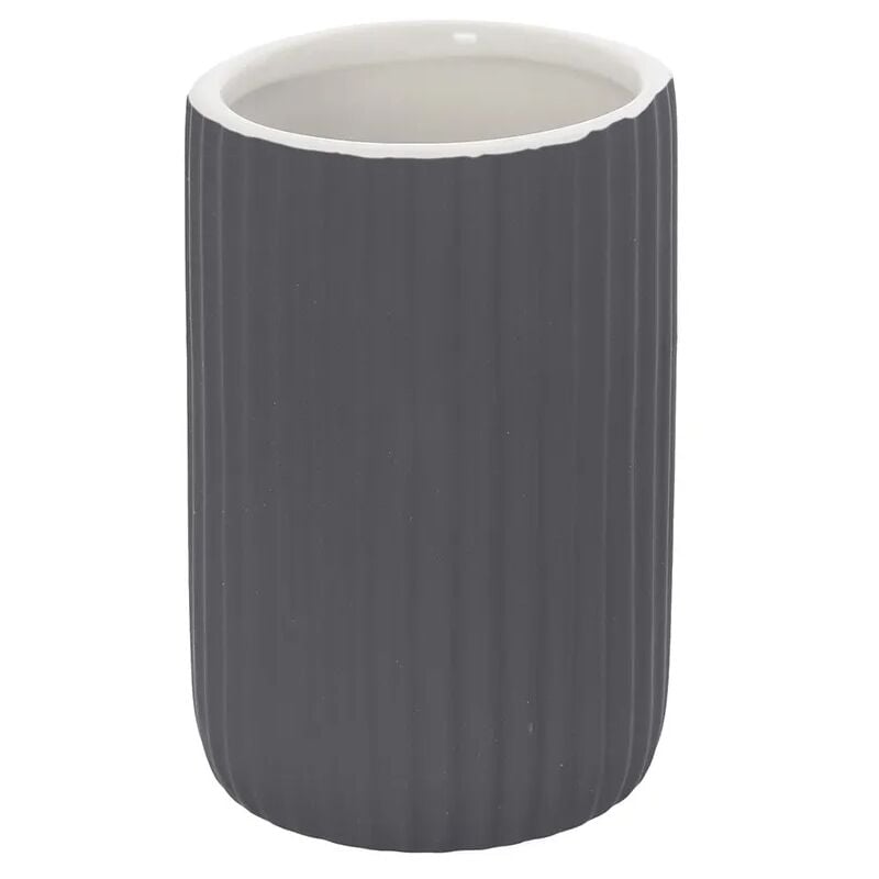 foto del prodotto portaspazzolini bagno d'appoggio grigio in ceramica soft touch spring