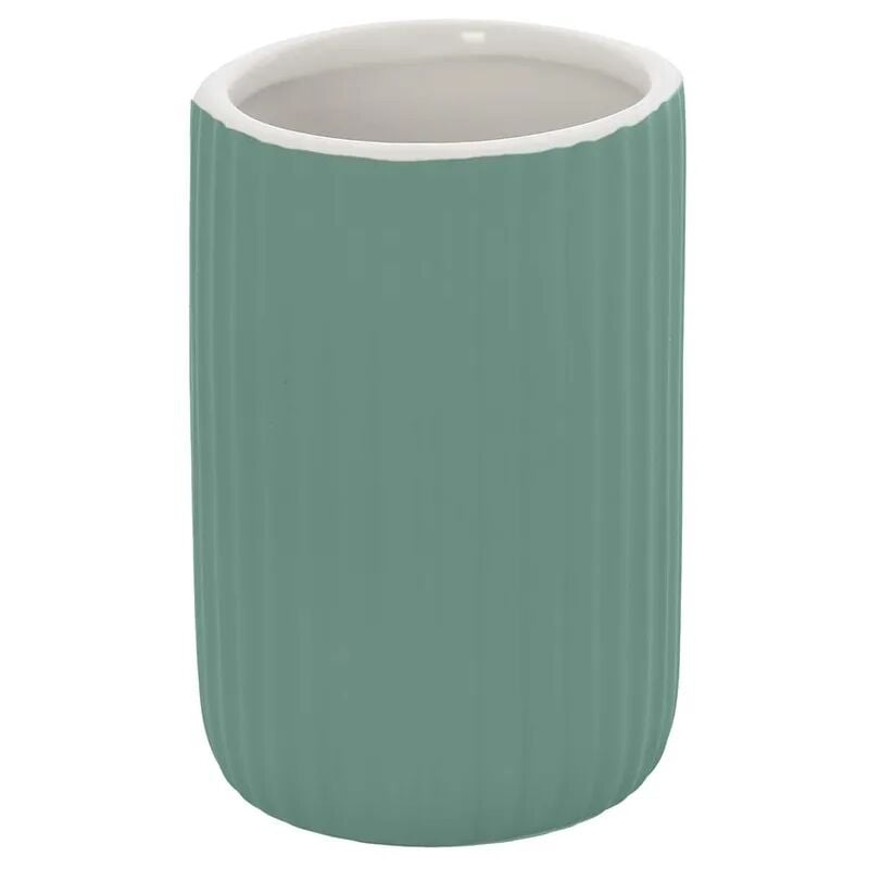 foto del prodotto portaspazzolini bagno da appoggio verde in ceramica soft touch spring