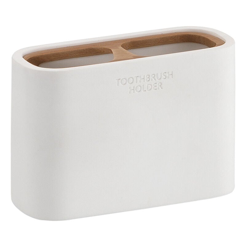 foto del prodotto portaspazzolini d appoggio gedy linea ninfea in resina e legno colore bianco matt
