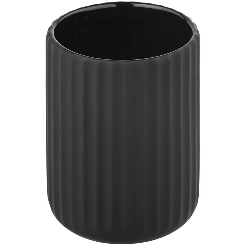 foto del prodotto portaspazzolino belluno, bicchiere da bagno in ceramica soft touch , portaspazzolino, 8x11 cm, nero wenko
