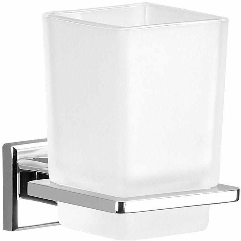 foto del prodotto portaspazzolino da parete per bagno cromato con bicchiere in vetro 6910 13 colorado