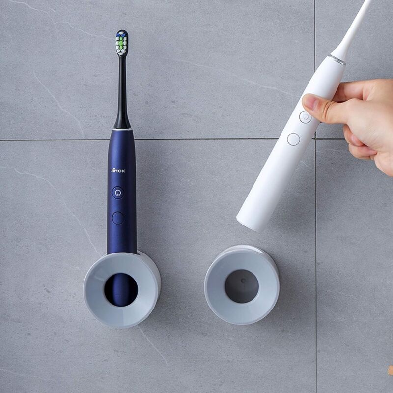 foto del prodotto portaspazzolino elettrico, portaoggetti da doccia a parete, salvaspazio, organizer per bambini, arredo bagno 2 pezzi, grigio bebusingoto